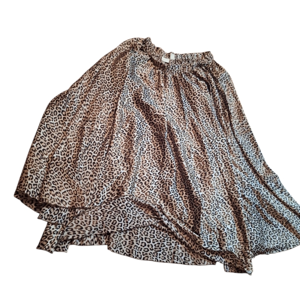 CHICO'S Leopard Print Flowing Maxi  Skirt Ladies Plus Size 2 Exotic Maximalist